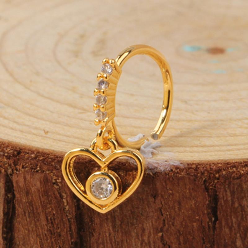 Gold Plated Pendant Nose Ring Hoop for Women Crystal Nose Hoop Protection Jewelry Nose Piercing Cartilage Earring Piercing