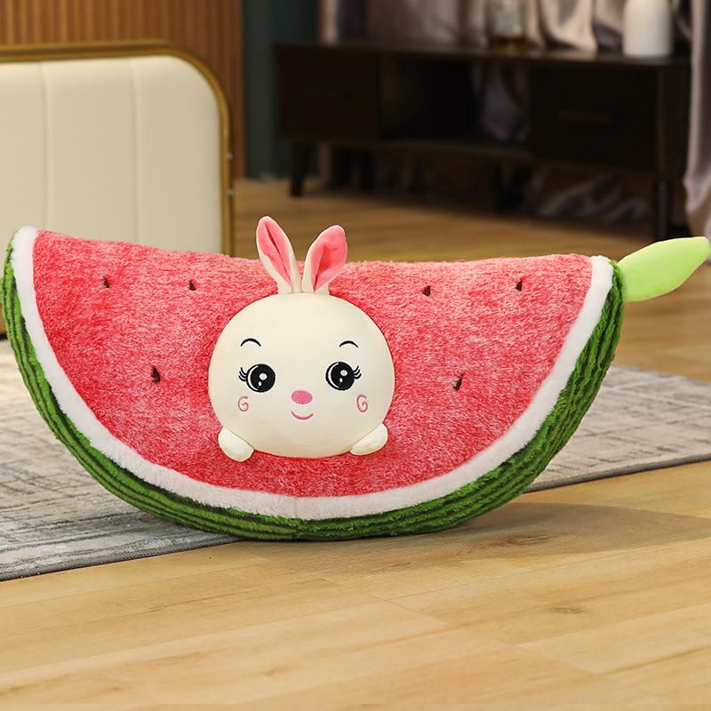 60/80cm Cartoon Dieren Watermeloen Plak Pluche Kussen Gevuld Fruit Rugsteun Kussen Sofa Stoel Decor Cadeau 60cm