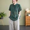 Women's Floral Print Oversized Polo Collar Short-Sleeve Blouse