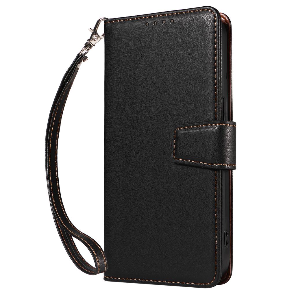 For Samsung Galaxy A25 5G (Global) (161.0 x 76.5 x 8.3mm) Case RFID Blocking PU Leather Wallet Flip Phone Cover with Wrist Strap