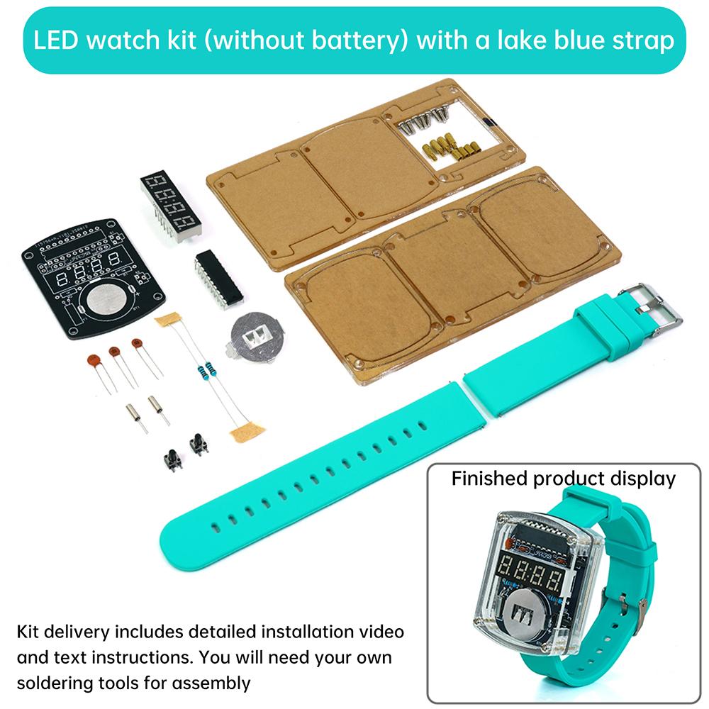 

LED Watch 0.28-inch Red Display Digital Tube Microcontroller Clock Assembly Circuit Board Making Welding Practice DIY Electronic озеро синього кольору