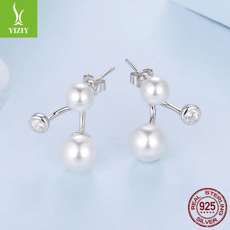 Design Sense Front And Rear Pearl Stud Earrings Women'S Personality Gentle S925 Sterling Silver Fashion Earrings Earrings