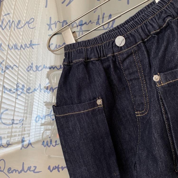 Children's Korean Style Cargo Denim Shorts - Cool, Fashionable, Loose Fit with Pockets