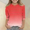Kids Polka Dot Print Crew Neck Three Quarter Sleeve Casual T Shirt Comfortable Fit Soft Fabric Durable Stitching Suitable for Daily Wear