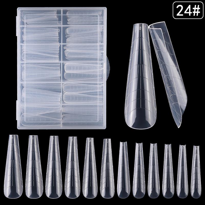 

120-Piece Crystal Nail Extension Molds with Scale - No Paper Tray Required, Model 24#