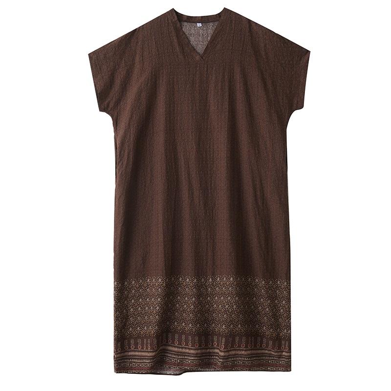 Kortärmad Plus size Bomull vintage nyinkommen klänningar för kvinnor avslappnad lös Maxi lång sommarklänning