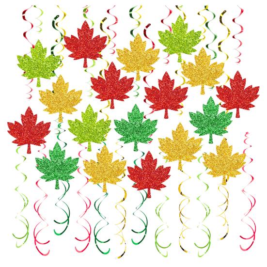 Fall Leaves Hanging Swirls Decoration Thanksgiving Maple Leaf Swirls Streamers Autumn Harvest