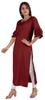Moomaya Solid Designer Kurti Bell Sleeve Casual Long Straight Kurta For Women