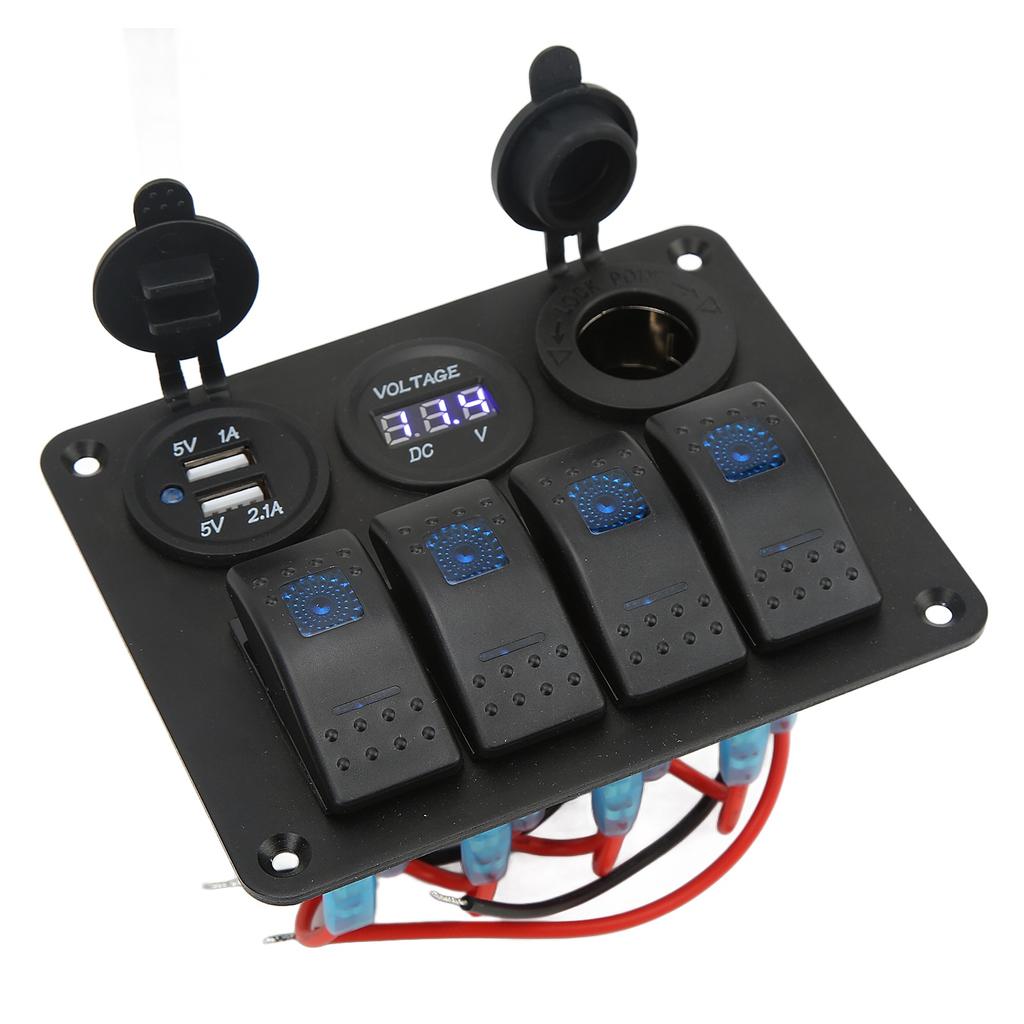 Panou comutator basculant cu 4 grupuri cu priză USB pentru brichetă Comutare ON Off Panou comutator combinat