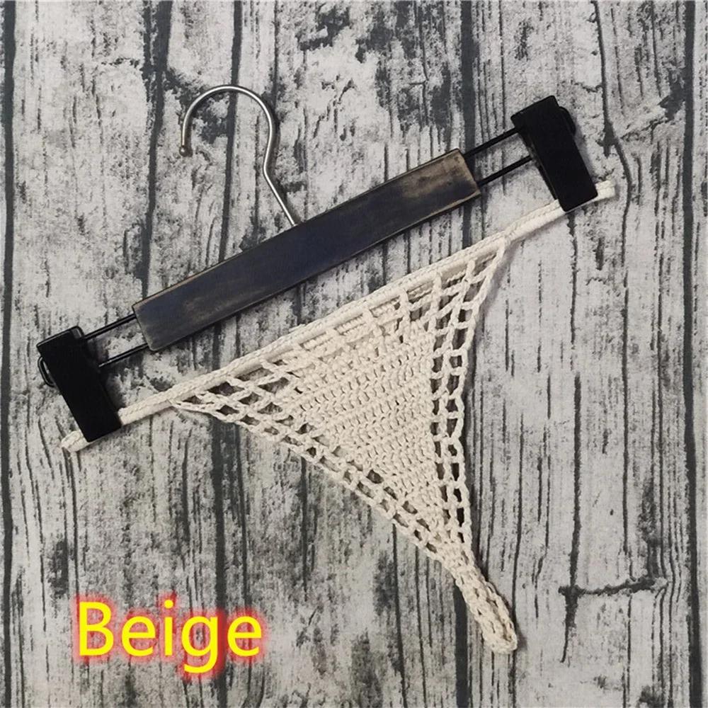 1pc Hand Crochet Sexy Women Bikini Thongs T Back G strings Panties Lingerie Solid Female Briefs Underwear