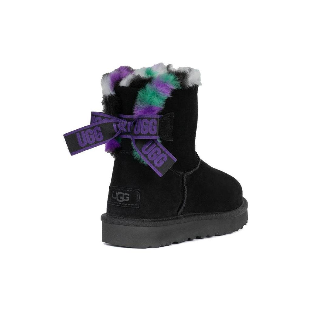 UGG Mini Bailey Bow Plaid Punk Boot 'Black Purple' Women's 1130594-BLK