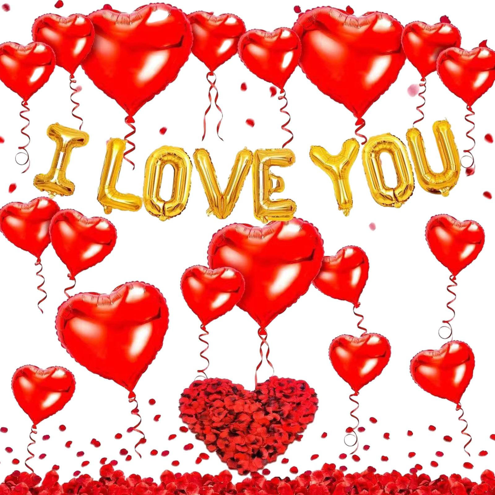 Romantic Rose Petals Balloon Set for Love Celebrations Heart