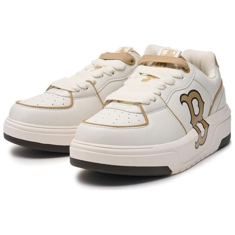 New MLB Chunky Liner 24SS Boston Red Sox Slip Resistant Cushioning Low Top Skateboard Shoes Unisex White Yellow 3ASXCLB3N-43BGS