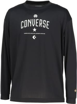 T-shirt à manches longues de basket-ball imprimé Converse Gold Series, Évacuation de l'humidité, Séchage rapide, Unisexe, Noir, Taille L (CBG252354L)