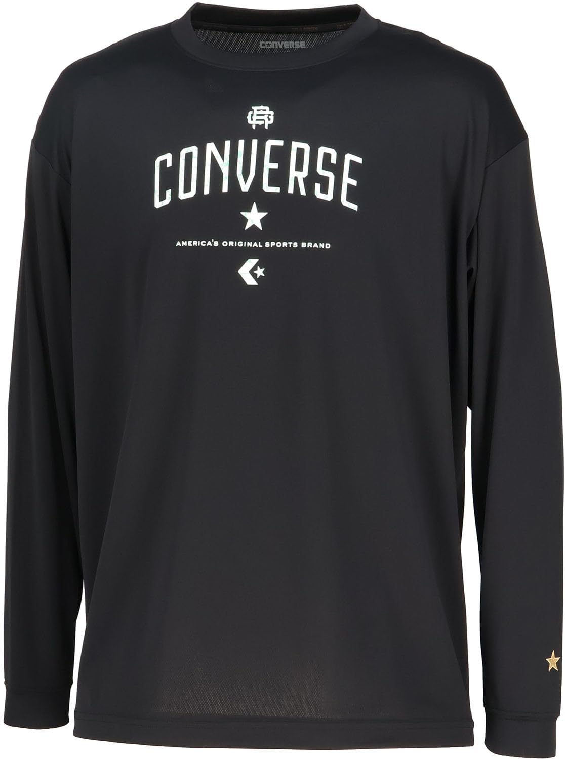 

Converse Gold Series Printed Basketball Long Sleeve Shirt, Moisture-Wicking, Quick-Drying, Unisex, Black, Size L (CBG252354L)