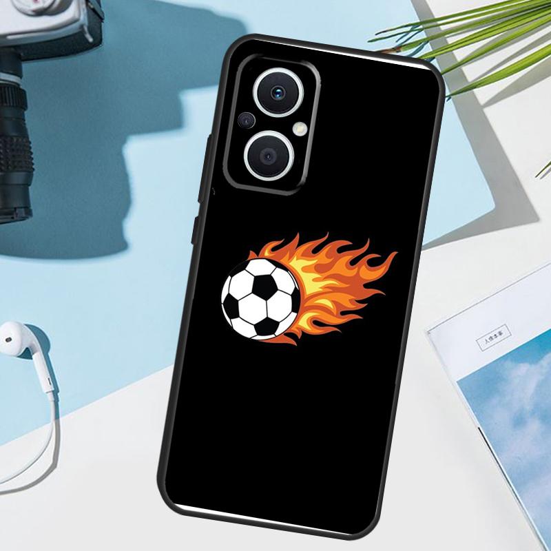 

Fire Football Soccer Ball Cover For OPPO Reno 14 Pro 10 11 12 13 14F 13F 12F 11F 7 8 Lite OPPO Find X9 X6 X5 X8 Pro Case OPPO Reno10 Pro