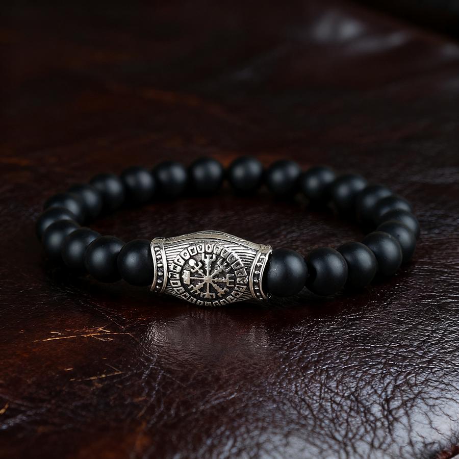 Noter Retro Men Bracelet 8mm Stone Beaded Braslet 5 Colors Available Meditation Healing Viking Hand Accessories Pulseria Hombre