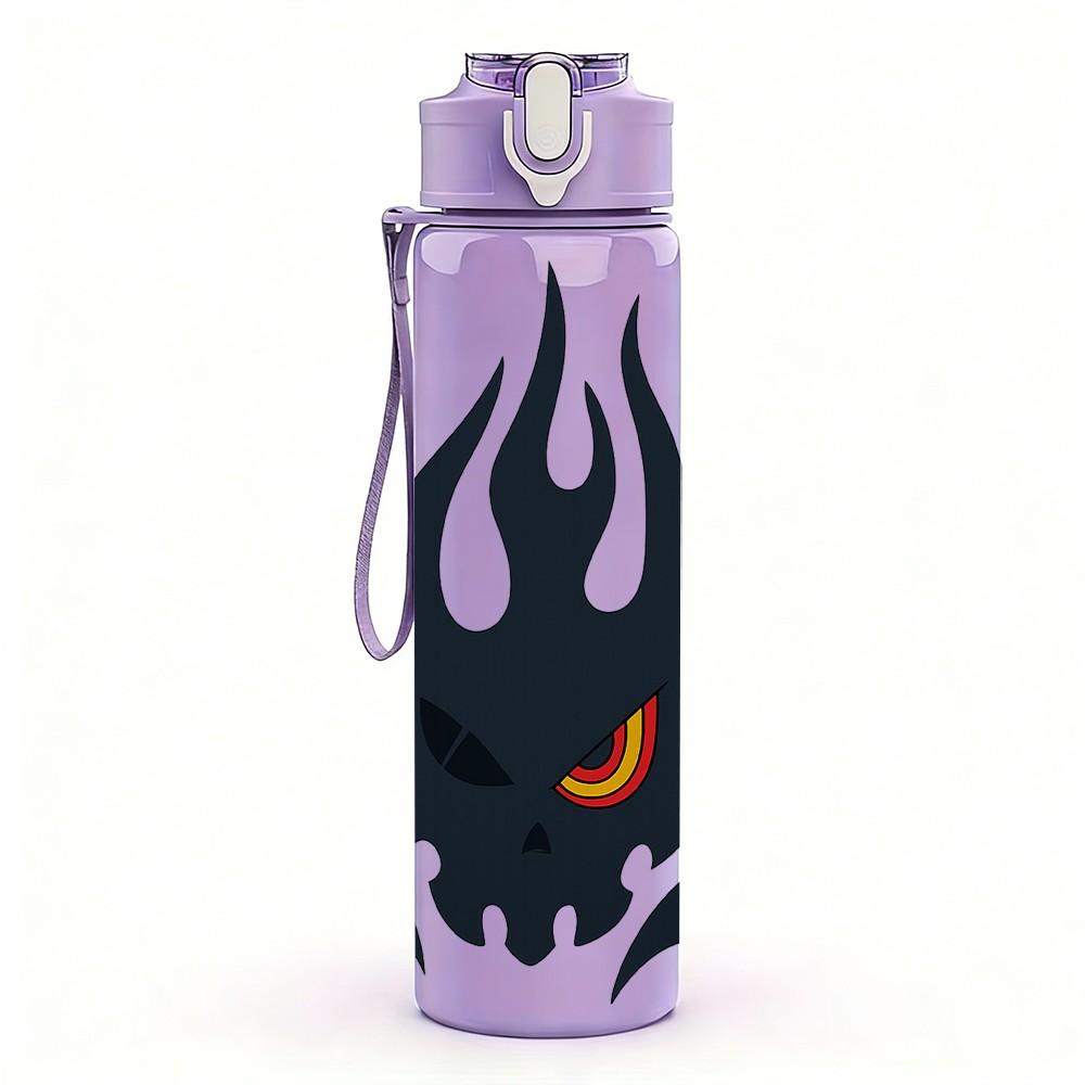 1PC Black Flame Symbol Art 750ml Color Plastic Sports Water Bottle Leakproof Flip Straw Lid Suitable for Sports Office Home Use