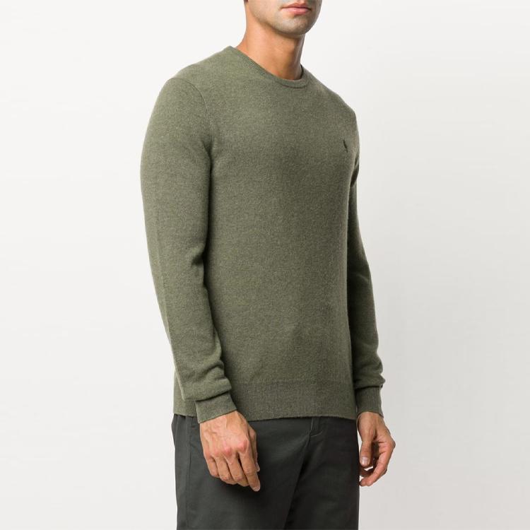 Polo Ralph Lauren FW21 Logo Embroidered Solid Color Crew Neck Sweater Men Sweater Green 710667378-017