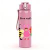 1PC Bee Bunny Flower Design 750ml Color Plastic Sports Water Bottle Leakproof Flip Straw Lid Suitable for Sports Office Home Use