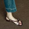 Fashion Retro Green Genuine Leather Sandals 2025 Summer Women Pointed Toe Chunky Heel Women Shoes Giadiator Shoes Sandalias Mujer