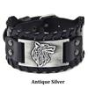 Retro Vintage Lærarmbånd Herre Spenne Ulv Armbånd Punk Mansjett Armring Armbånd Menn Smykker Pulseras Hombre Pulseira Masculina MIT