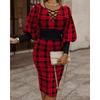 Abiti casual con scollo a V a maniche lunghe autunno inverno moda donna