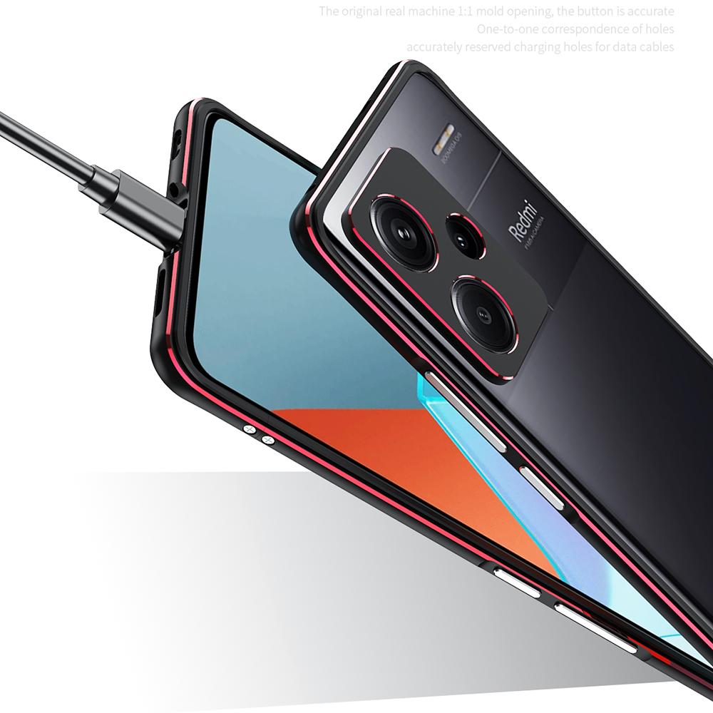 For Xiaomi Redmi Note 13 Pro+ Bumper Case Metal Frame Bumper Cover with Camera Lens Guard