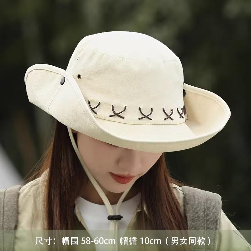 

Western cowboy fisherman hat for women, new summer model, suitable for Xinjiang and Sichuan travel, large brim sunshade, outdoor hiking, sun L（58-60cm）
