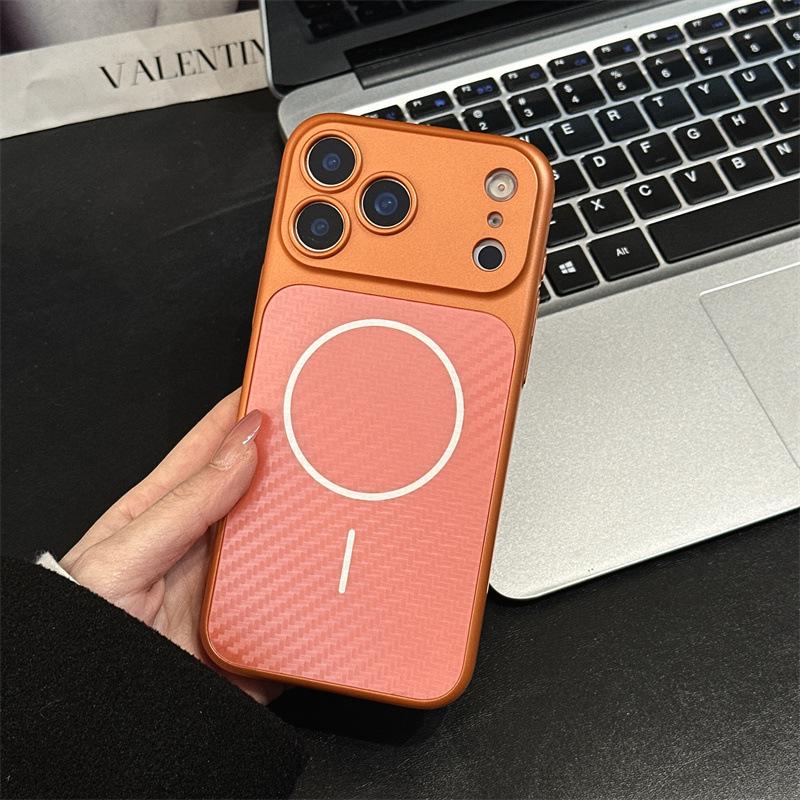 iPhone 17 Pro Max Magnetic Case with Full Lens Protection and Carbon Fiber Texture