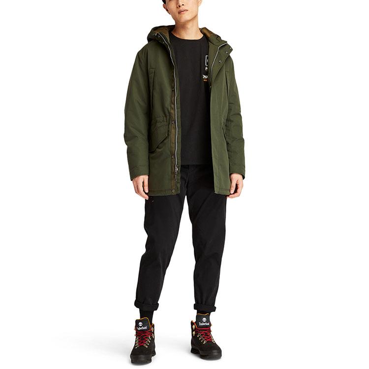 Timberland Giacca Lunga con Cappuccio Isolata con Logo da Uomo Capispalla Verde A4392-U31