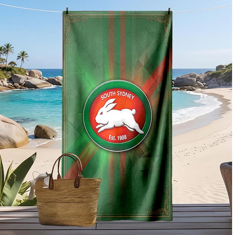 South Sydney Rabbitohs Strandtuch Druck Weich Tragbar Schnell?Trockenes Handtuch für Pool Sommerurlaub Outdoor Sport