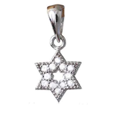 [R3494] - Silver Pendant 'Star of David' Silver White (rhodium) - 9x8mm