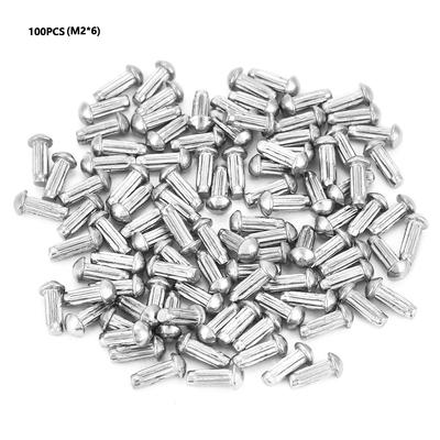 100 Stück M2 Edelstahl Rundkopf Rändelschaft Vollnieten Sortimentsset (M2*6)