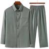 Short-Sleeve Cotton & Linen Lapel Shirts for Middle-Aged Men
