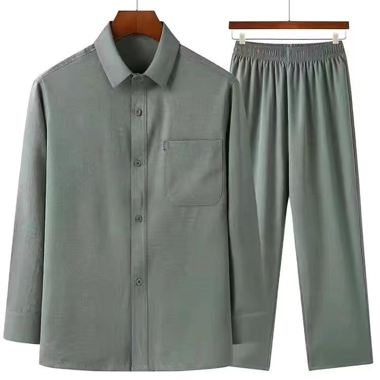 Short-Sleeve Cotton & Linen Lapel Shirts for Middle-Aged Men