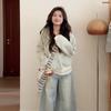 Early Korean Style Striped Hooded Sweatshirt Coat Women Short Fitted Top
