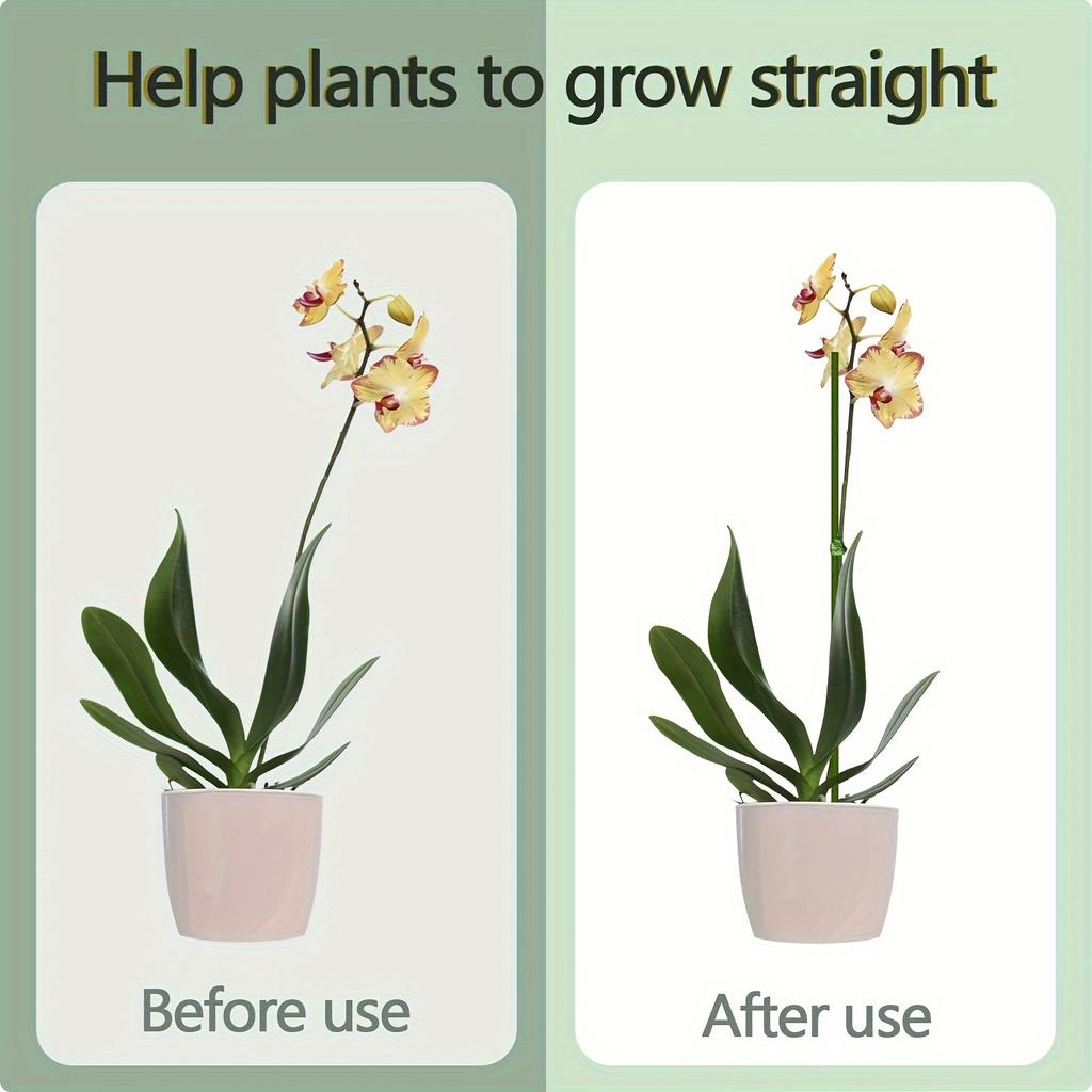 20pcs Green Flexible Plant Support Sticks For Orchids Peonies Roses Potted Flowers Heavy-Duty Plastic Metal Fiber Plant Stands