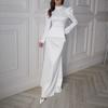 26 Europe, America, Amazon cross-border women's clothing new minimalist high-end stand-up collar bubble long-sleeved fishtail skirt set