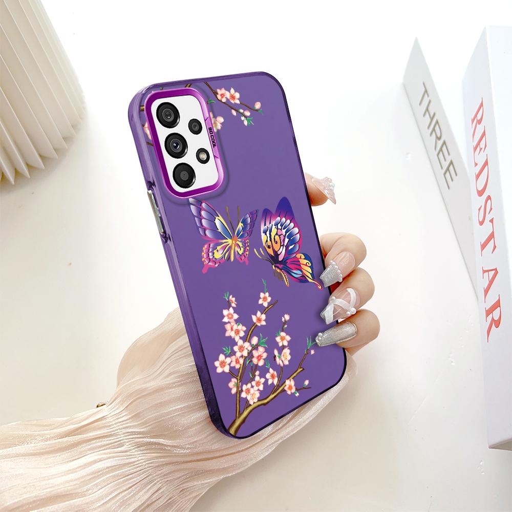 Painted Pattern Colorful Sliver Double Sided Hard Shell Shockproof Anti-fall Phone Casing for Samsung