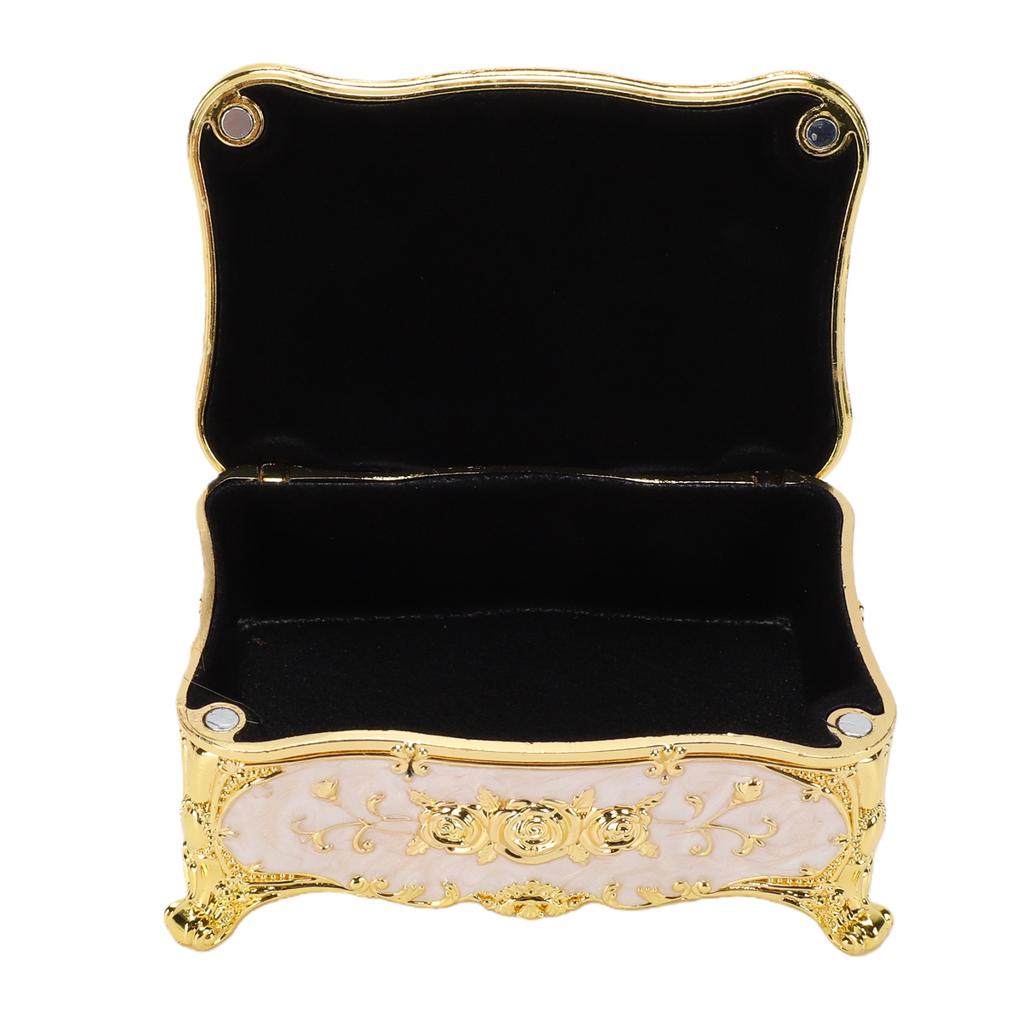 Decorative Jewelry Box with Rose Pattern Vintage Trinket Organizer Box Case for Ring Earrings Necklaces
