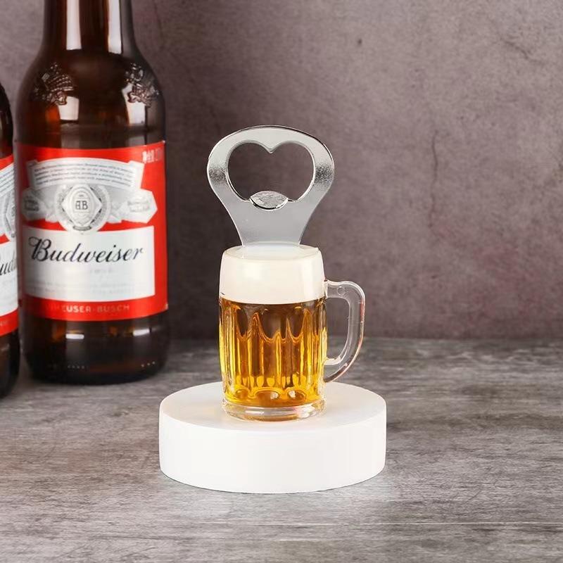 3D-Simulation Bierglas-Öffner Kreativer Bierglasförmiger Sodaflaschen-Öffner Kühlschrank-Aufkleber Lustiger Kühlschrank-Aufkleber Geschenk