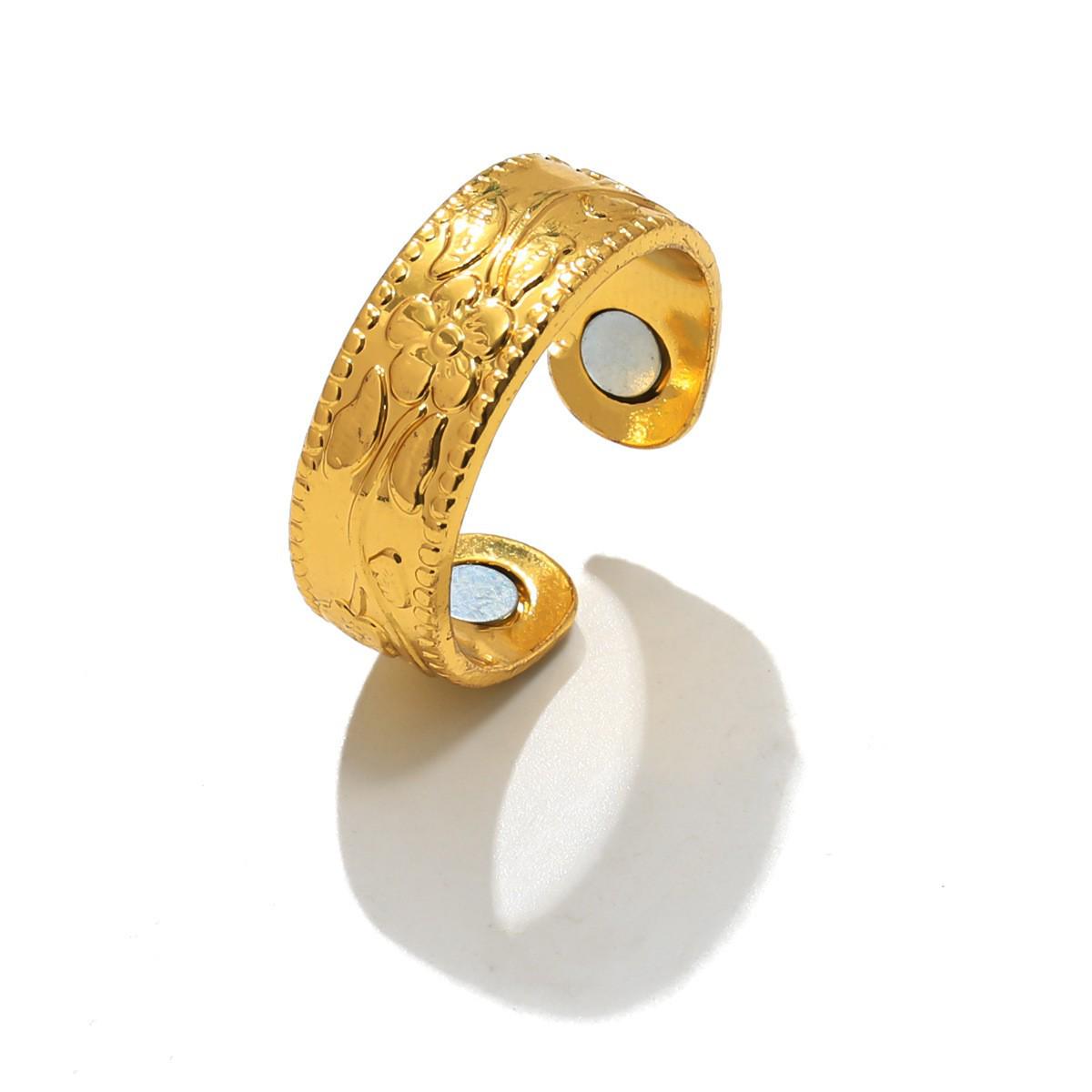Винтажный Магнитный Браслет и Кольцо из Красной Меди - Дизайн с Розовыми Цветами для Мужчин и Женщин