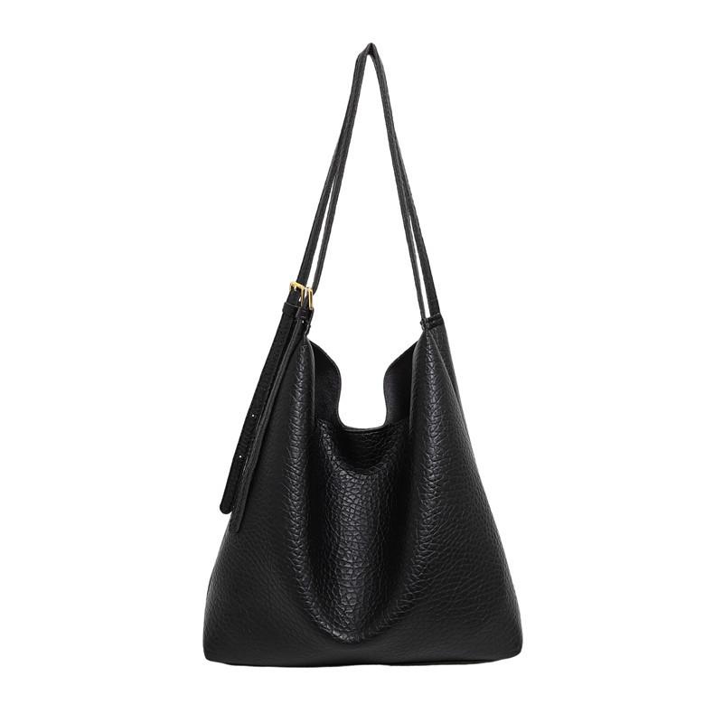 Large-capacity bag women's 2025 new autumn and winter retro style lychee pattern handbag for class commuting shoulder tote bag