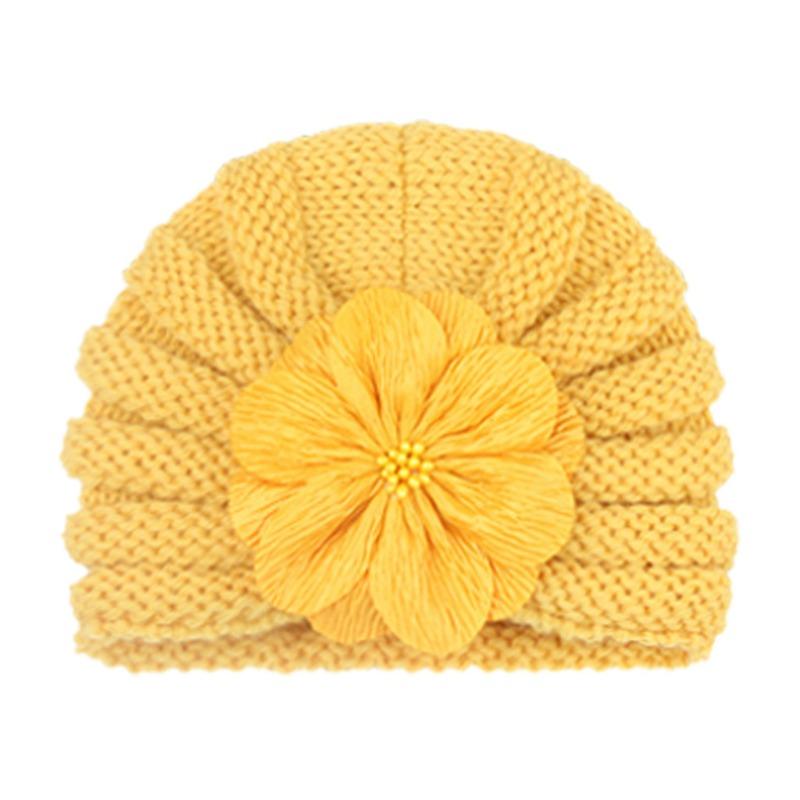New Children's Autumn and Winter Warm Knitted Hat, Baby Fashion Match Flower Pullover Hat