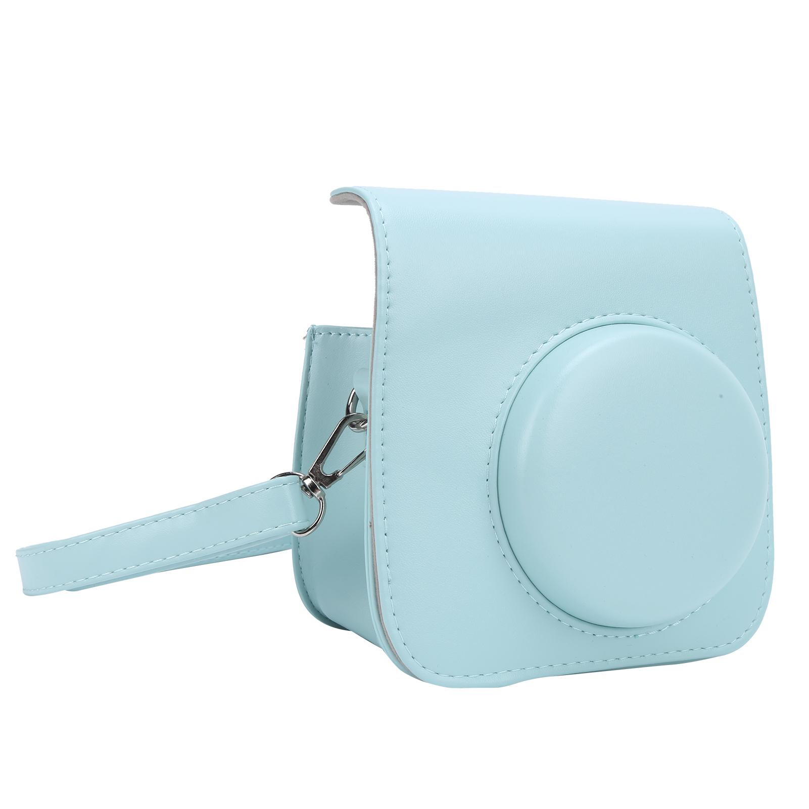

Мини-чехол для защиты камеры из ПУ кожи с регулируемым плечевым ремнем для Instax Mini 7+ светло-синий
