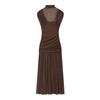 Black Mesh Maxi Dress For Women Sexy Sleeveless See-Through Pleated Party Dress Female Fashin Bodycon Long Dress 2025