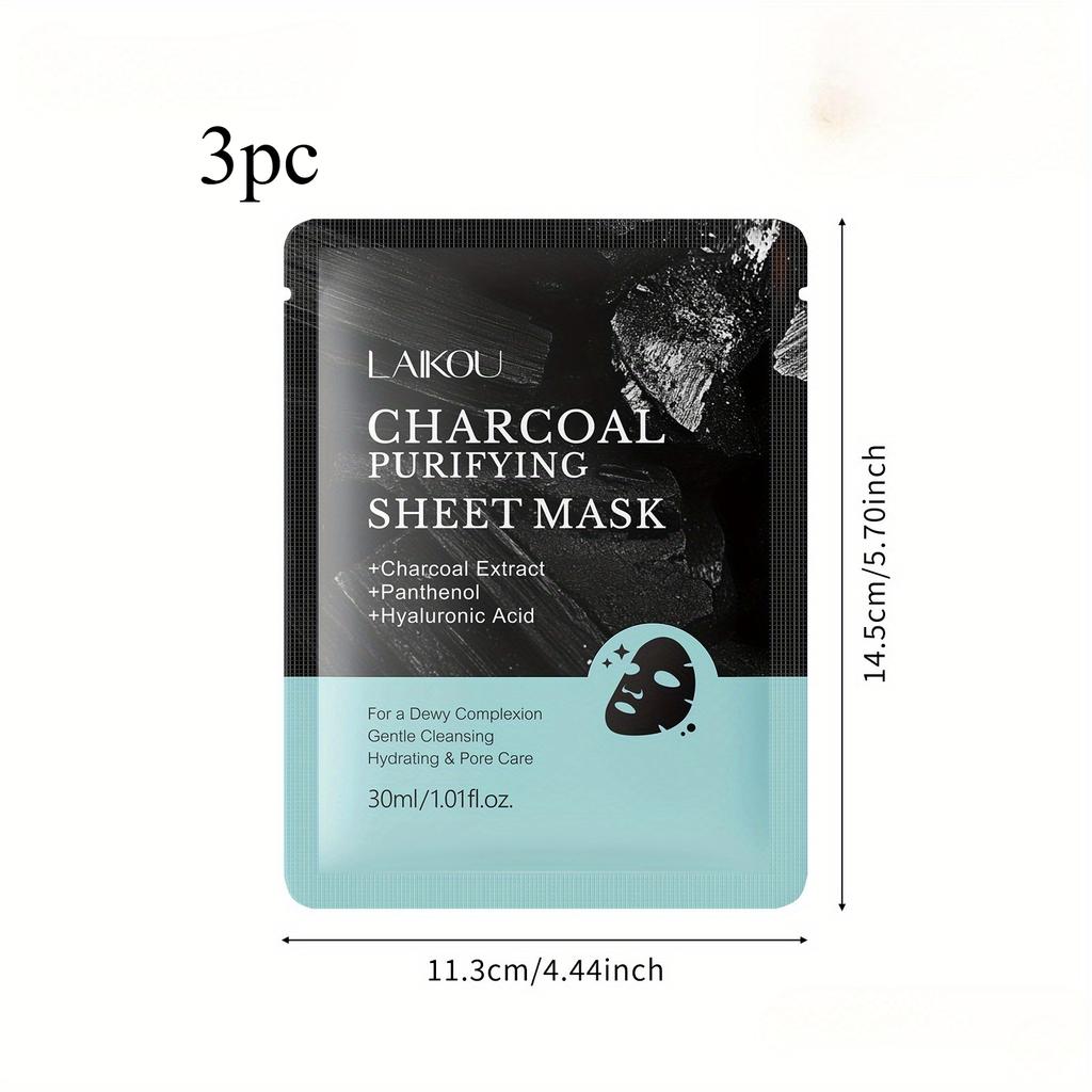 Bamboo Charcoal Mask with Hyaluronic Acid Deep Cleansing Long Lasting Moisturizing for Gentle Skin Care