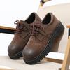 Men'S New Spring Lace-Up Round Toe Chunky Derby Boots Black Wide Fit Height Increase Platform Sole British Retro Casual Shoes
