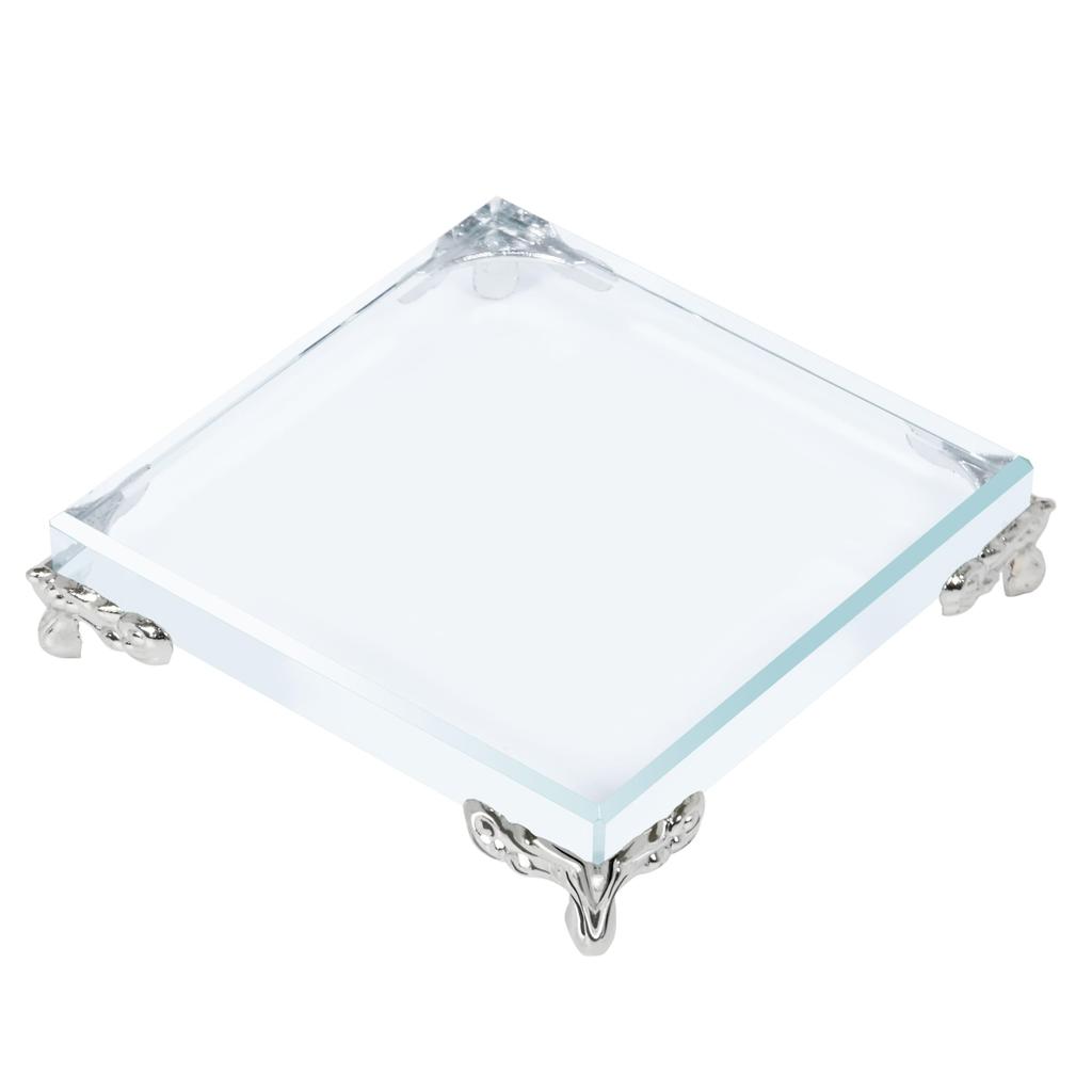 Set of 2 Pedestals for Orgonite, Crystal, and Ornamental Display Pyramid Bases (Silver, 8cm)